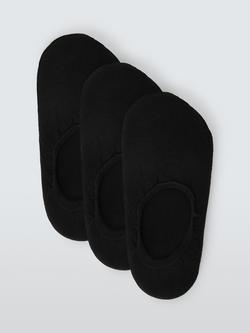 John Lewis Invisible Terry Cotton Trainer Liner Socks, Pack of 3, Black