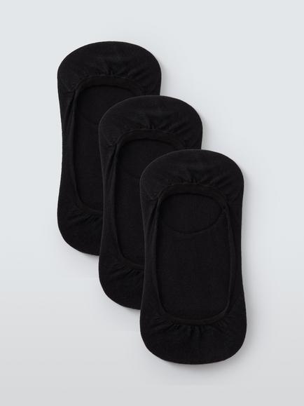 John Lewis Padded Trainer Liner Socks, Pack of 3, Black