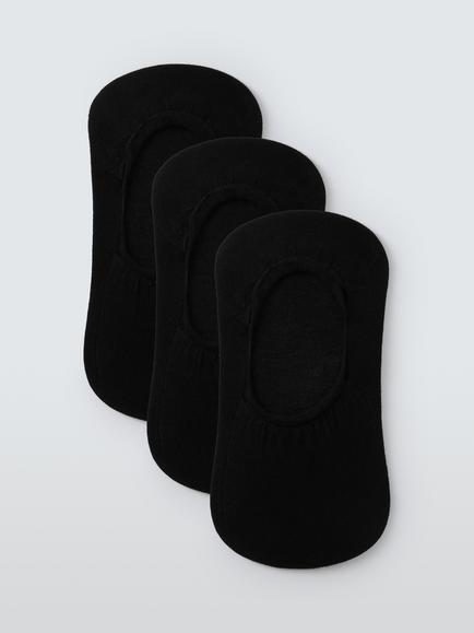 John Lewis Invisible Trainer Liner Socks, Pack of 3, Black, Black