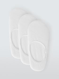 John Lewis Invisible Terry Cotton Trainer Liner Socks, Pack of 3, White