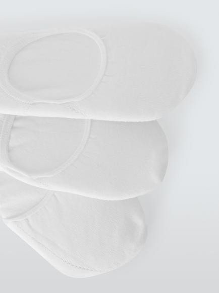 John Lewis Invisible Terry Cotton Trainer Liner Socks, Pack of 3 - view 2, White