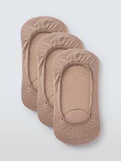 John Lewis Padded Trainer Liner Socks, Pack of 3, Almond