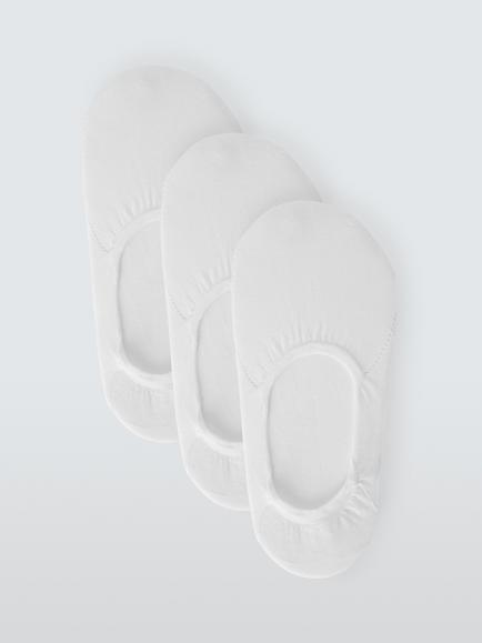 John Lewis Invisible Trainer Liner Socks, Pack of 3, White