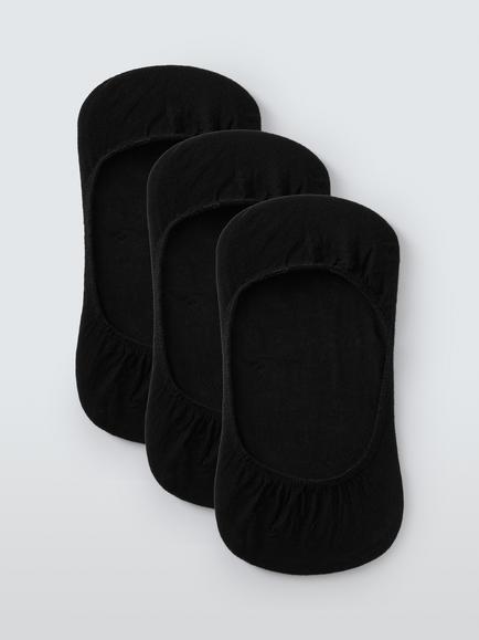 John Lewis Cotton Blend Liner Socks, Pack of 3, Black