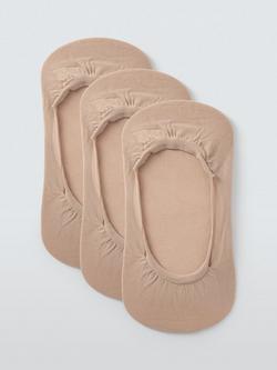 John Lewis Microfibre Liner Socks, Pack of 3, Almond