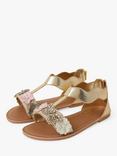 Accessorize Kids' Flower Embellished Sandals, Gold