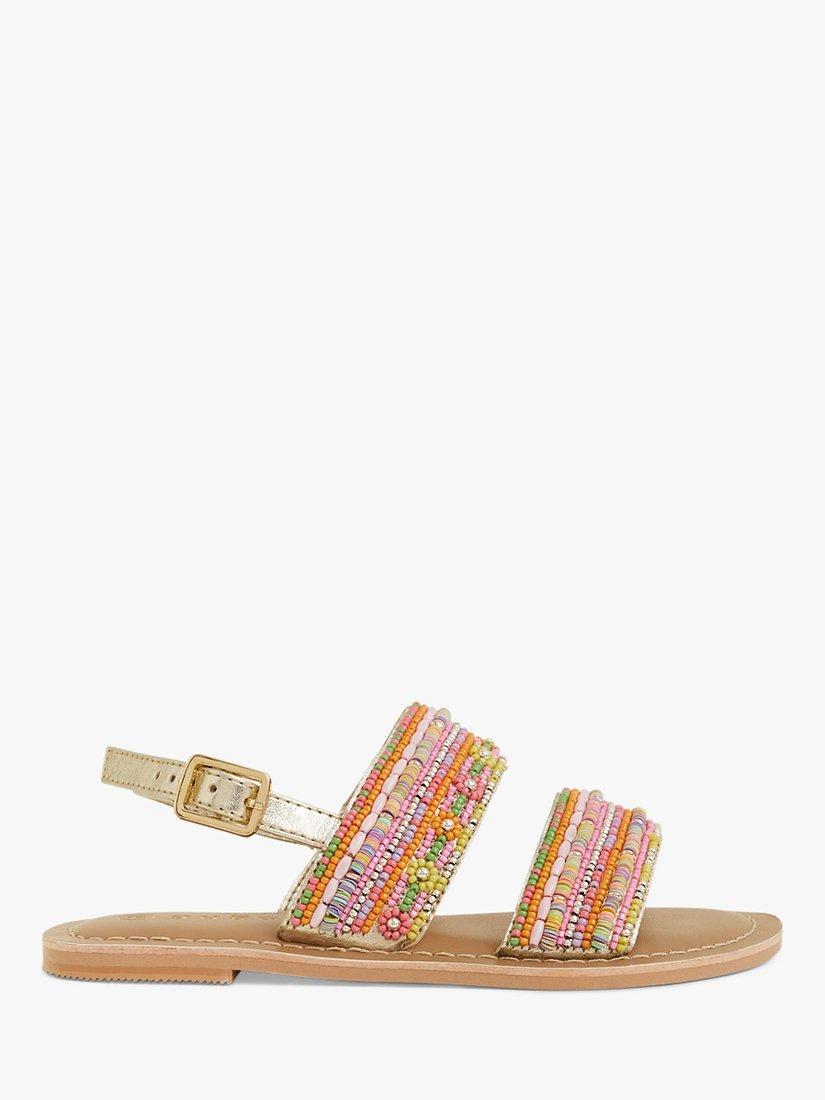 Accessorize Kids' Embellished Sandals, Brown/Multi