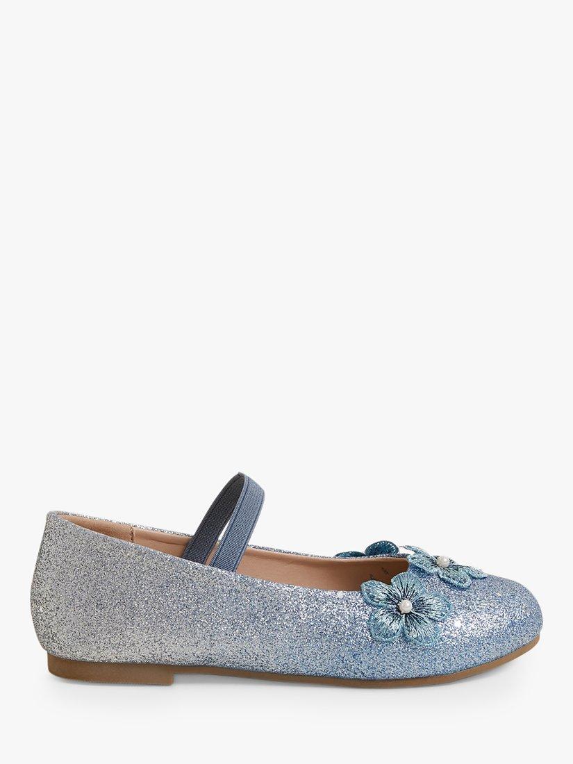 Accessorize Kids' Gem Bow Ballerina Shoes, Blue