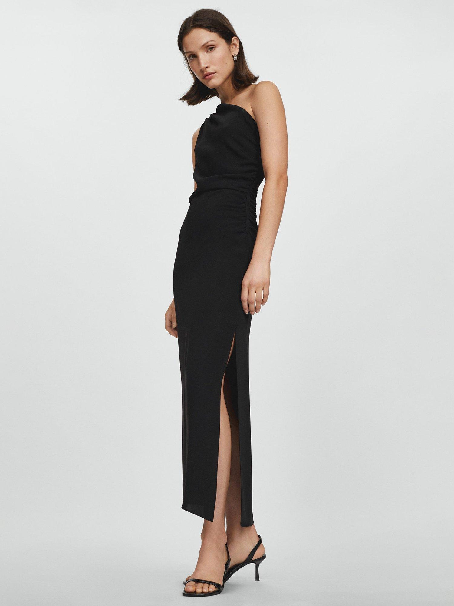 Mango Naty Side Slit Midi Dress, Black