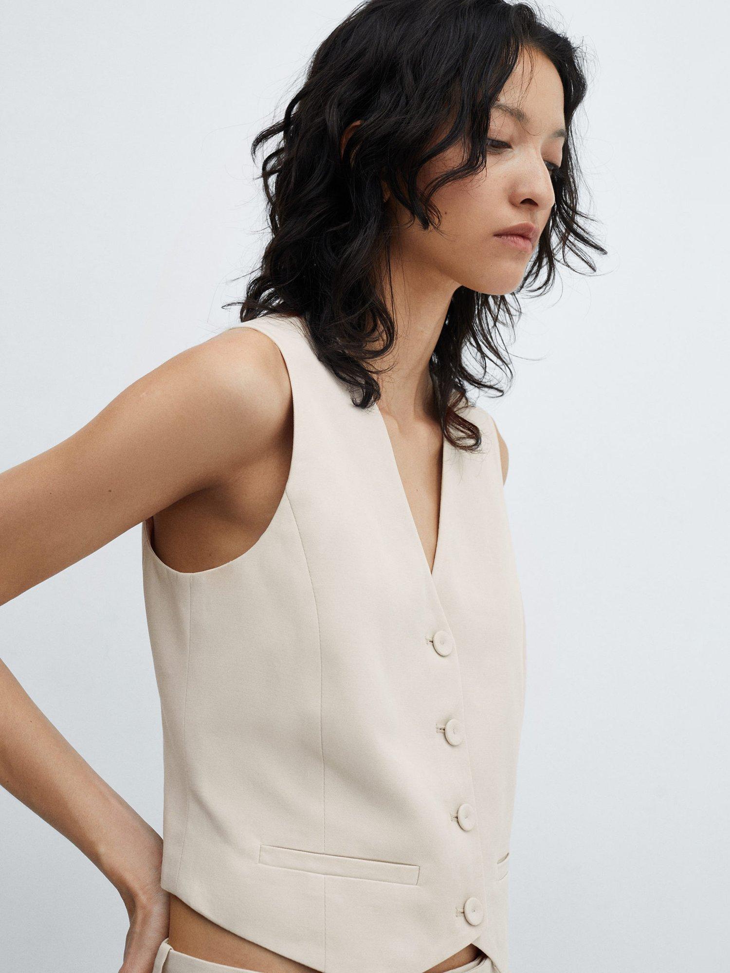 Mango Alicante Suit Waistcoat, Beige