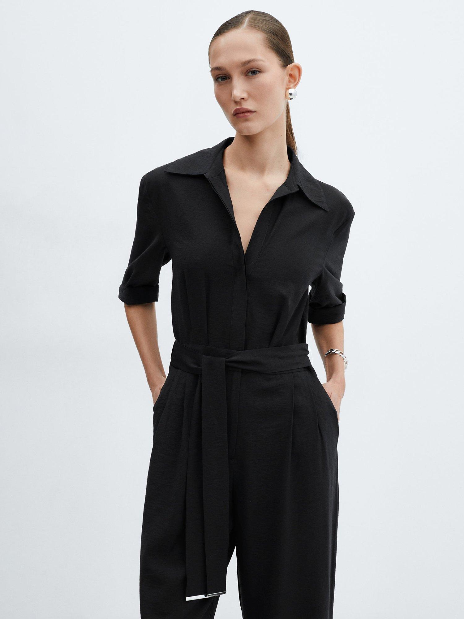 Mango Truny Belt Jumpsuit, Black
