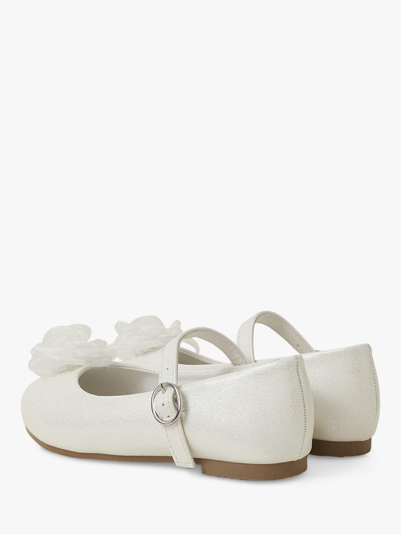Product image 3 of 3, which shows Angels by Accessorize Kids' Flower Embellished Ballerina Shoes, Ivory, 1