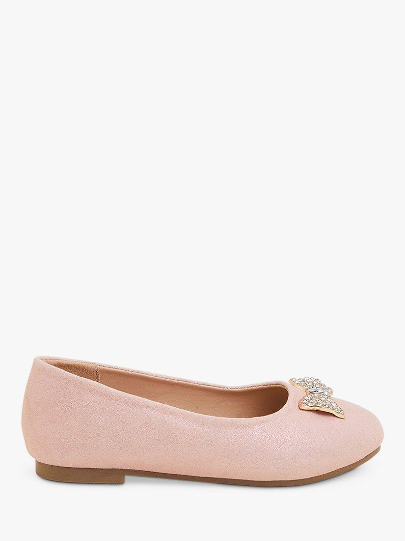 Angels by Accessorize Kids' Gem Bow Ballerina Shoes, Pink