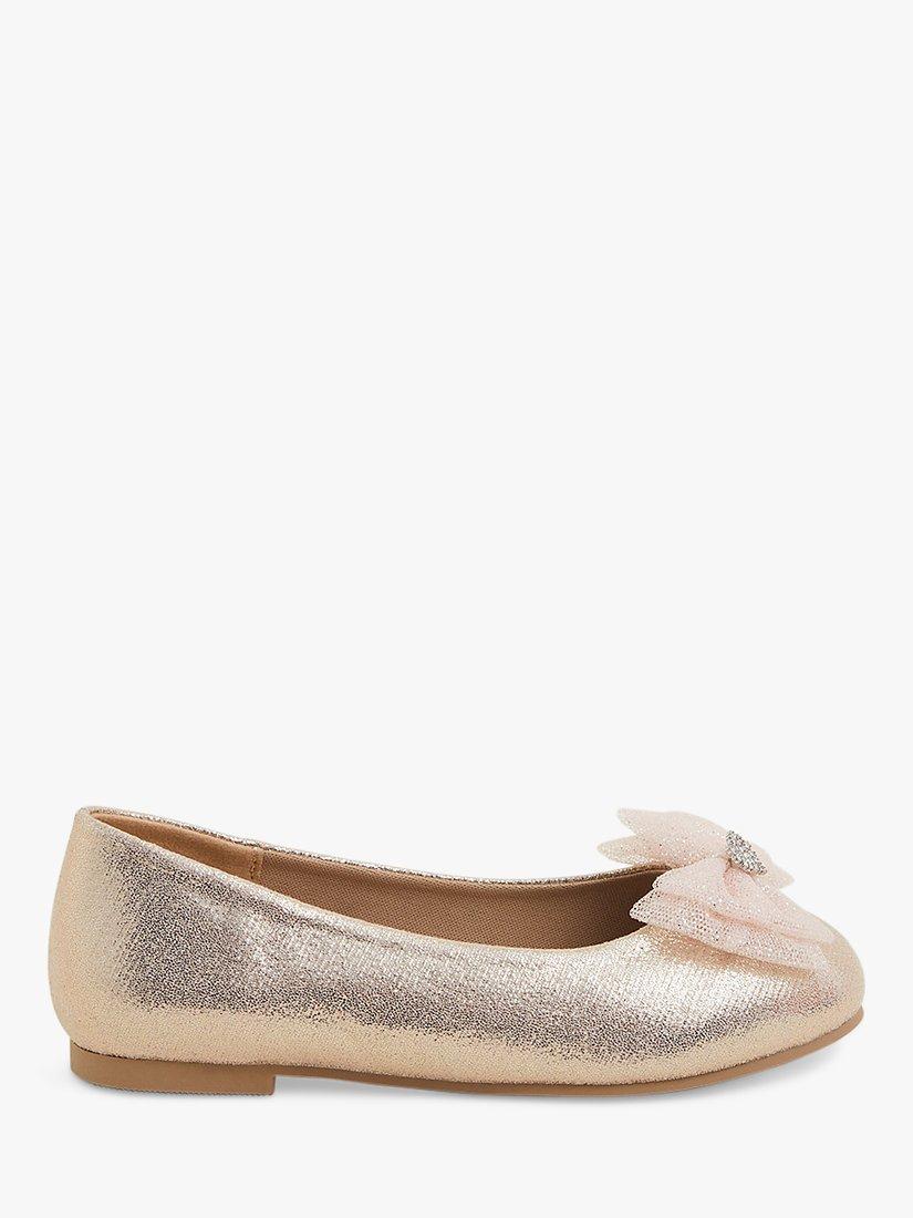 Angels by Accessorize Kids' Glitter Bow Ballerina Shoes, Gold