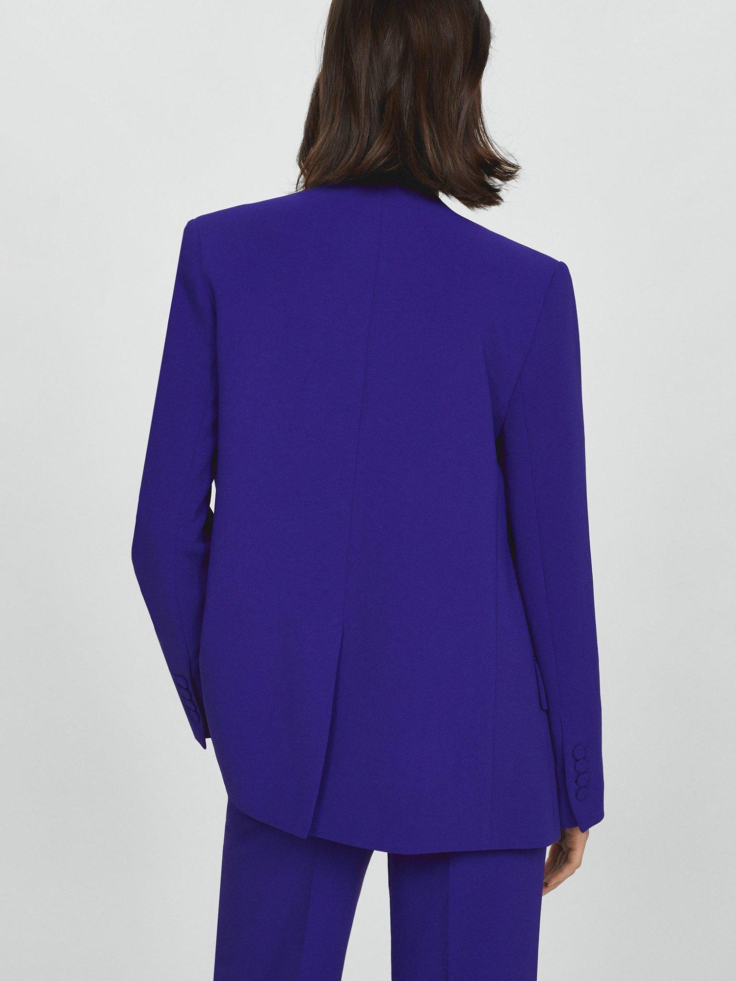 Product image 2 of 7, which shows Mango Pompeya Collarless Suit Blazer, Bright Blue, M