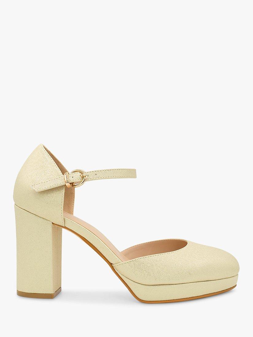 Product image 1 of 5, which shows Paradox London Rory Metallic Platform Open Court Shoes, Champagne, 3