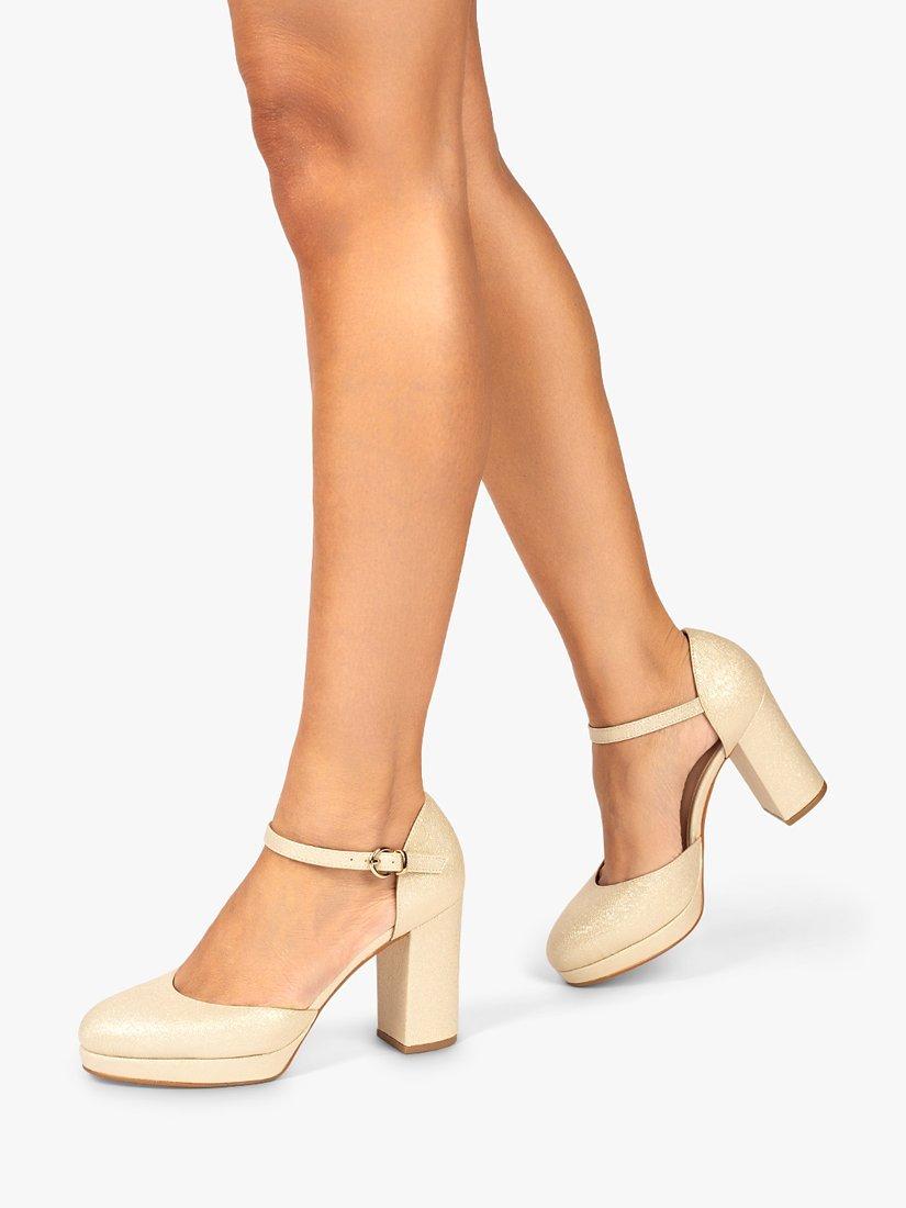 Product image 5 of 5, which shows Paradox London Rory Metallic Platform Open Court Shoes, Champagne, 3
