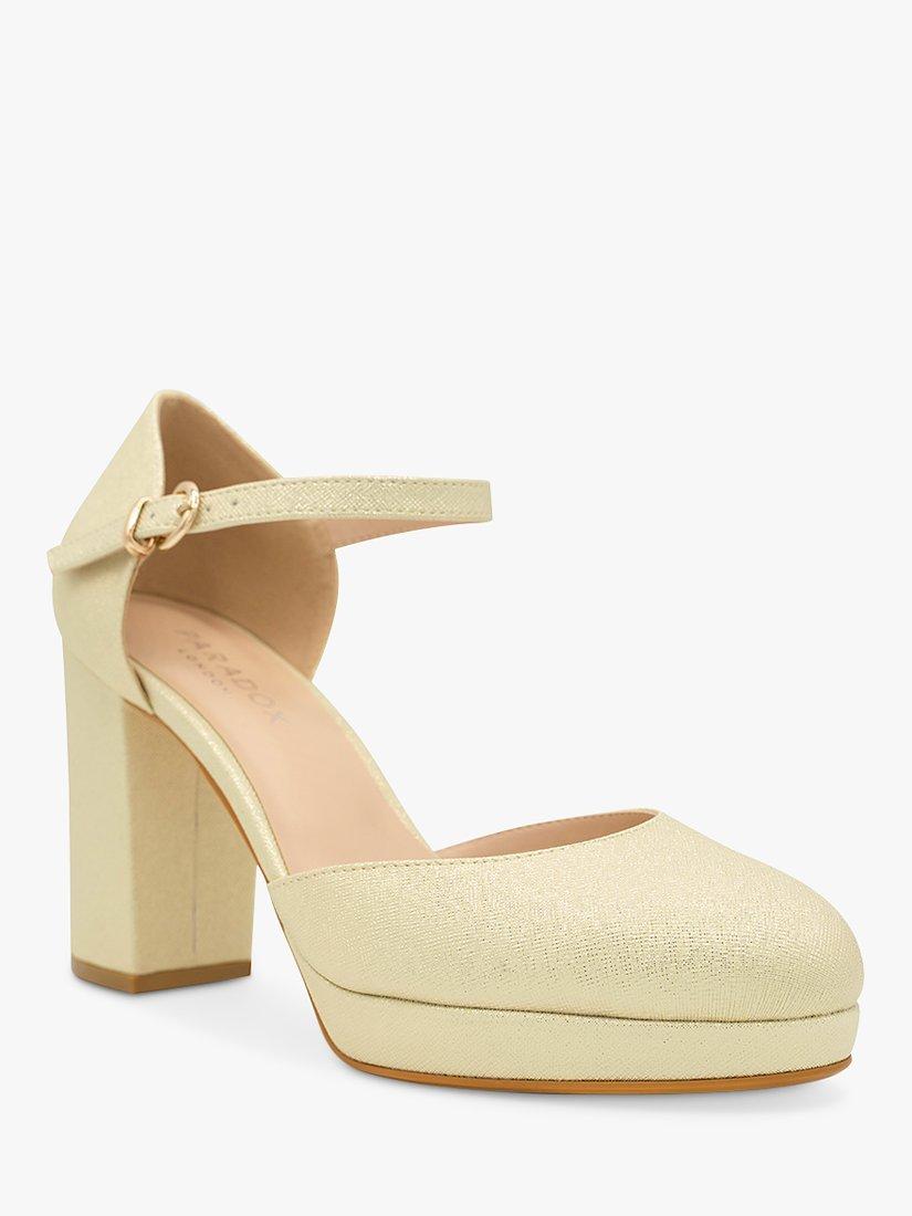 Product image 2 of 5, which shows Paradox London Rory Metallic Platform Open Court Shoes, Champagne, 3
