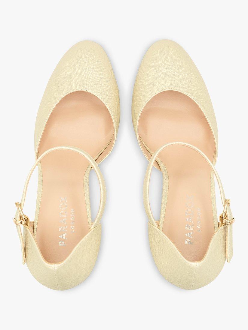 Product image 3 of 5, which shows Paradox London Rory Metallic Platform Open Court Shoes, Champagne, 3