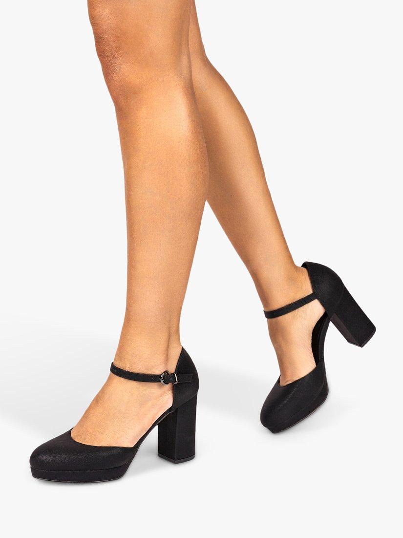 Product image 5 of 5, which shows Paradox London Rory Metallic Platform Open Court Shoes, Black, 3