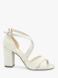 Paradox London Carina Glitter Cross Strap Block Heel Sandals, Ivory