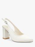 Paradox London Alston Dyeable Satin Block Heel Slingbacks, Ivory