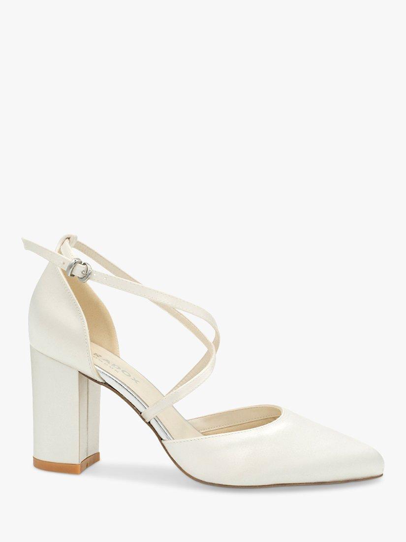 Paradox London Alysha Dyeable Satin Cross Strap Court Shoes Ivory