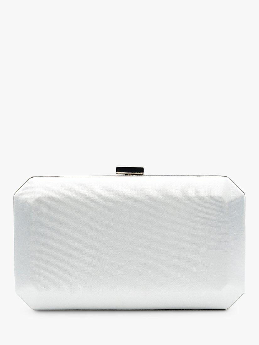 Product image 1 of 3, which shows Paradox London Duana Dyeable Satin Box Clutch Bag, Ivory, One Size