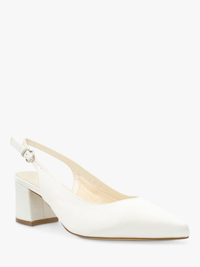Product image 2 of 5, which shows Paradox London Bessy Wide Fit Dyeable Satin Slingback Court Shoes, Ivory, 3