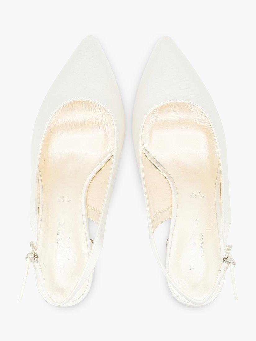 Product image 3 of 5, which shows Paradox London Bessy Wide Fit Dyeable Satin Slingback Court Shoes, Ivory, 3
