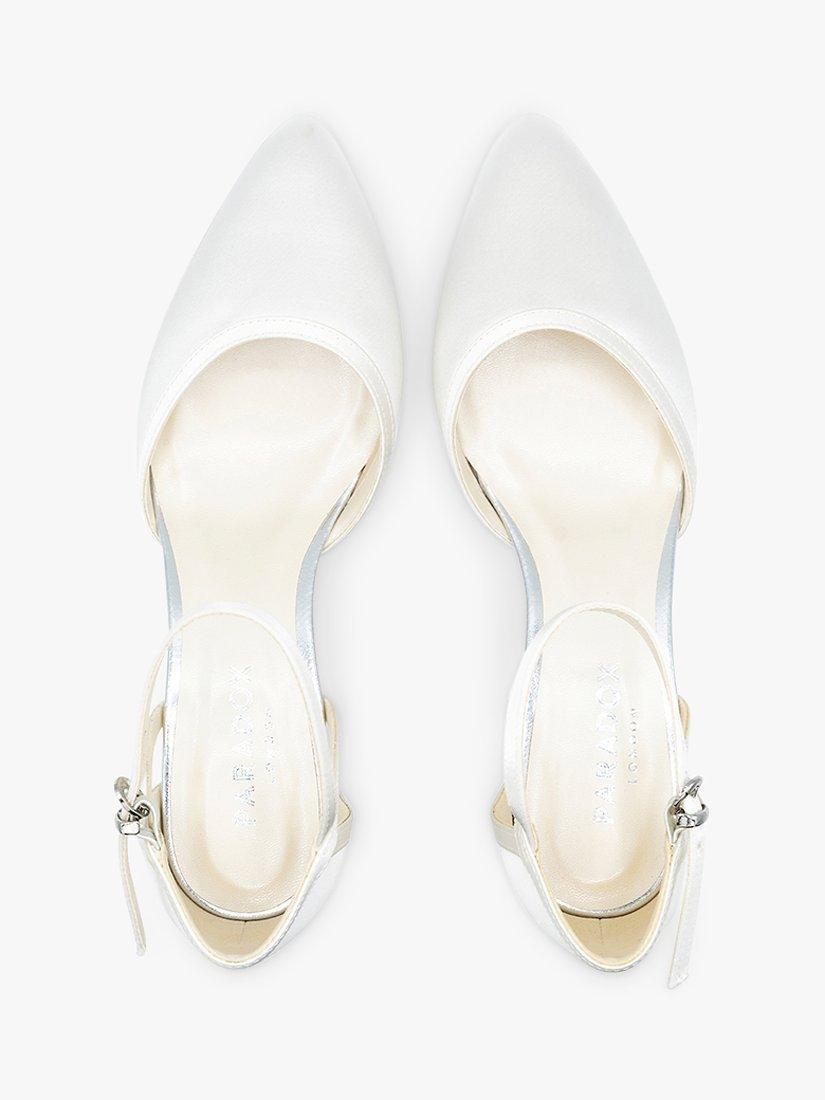 Product image 2 of 4, which shows Paradox London Aviana Dyeable Satin Block Heel Court Shoes, Ivory, 3