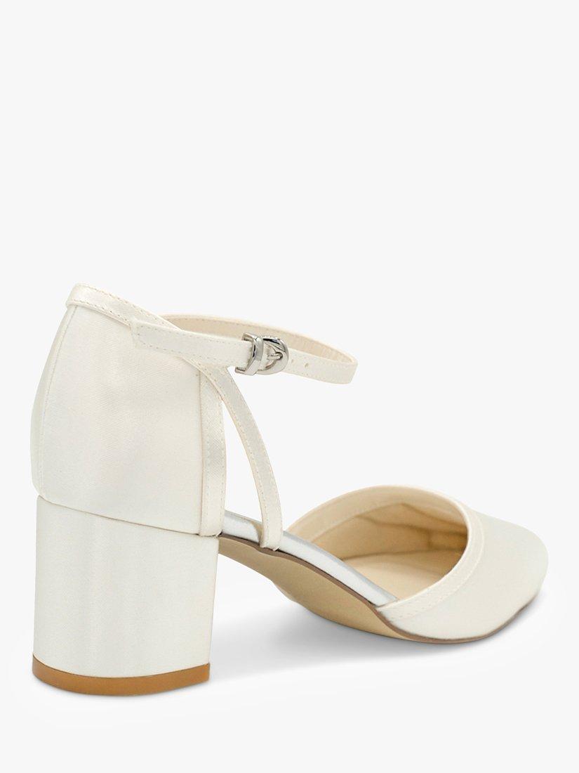 Product image 3 of 4, which shows Paradox London Aviana Dyeable Satin Block Heel Court Shoes, Ivory, 3