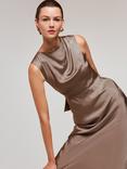 Whistles Cowl Neck Satin Maxi Dress2, Grey