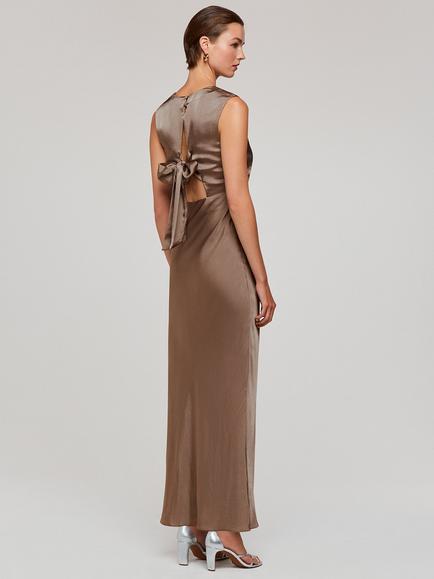 Whistles Cowl Neck Satin Maxi Dress2, Grey - view 2, Grey