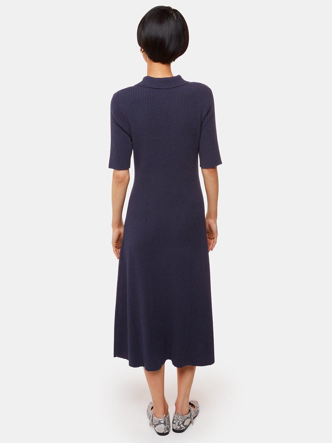 Product image 2 of 5, which shows Whistles Rib Knit Midi Dress, Navy, S