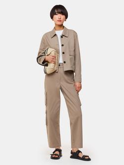 Whistles Marie Short Cotton Jacket, Taupe