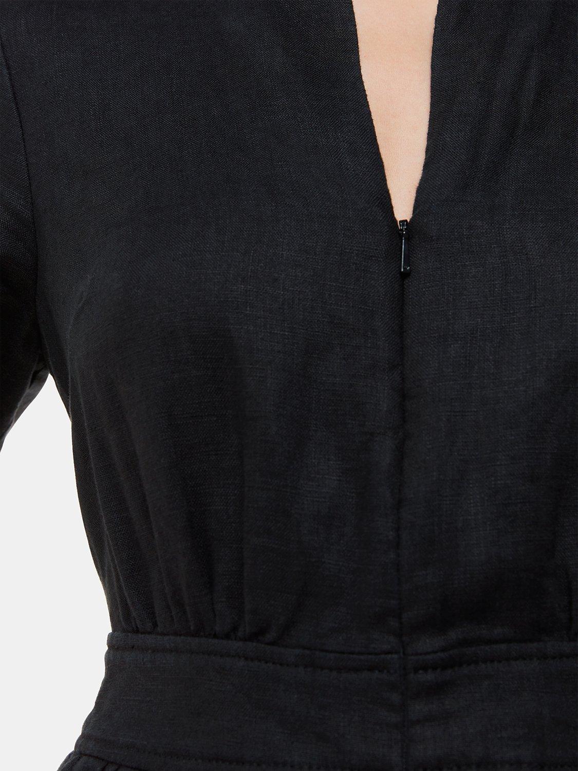 Product image 4 of 5, which shows Whistles Cosima Linen Jumpsuit, Black, 8