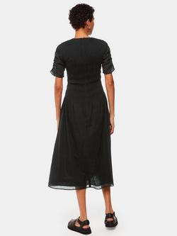 Whistles Petite Avery Smocked Midi Dress, Black - view 2, Black