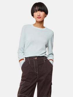 Whistles Stripe Sleeve Detail Jumper, Pale Blue, Pale Blue