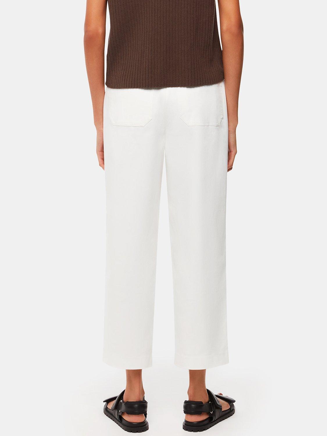 Product image 2 of 5, which shows Whistles Bethany Barrel Leg Trousers, White, 6
