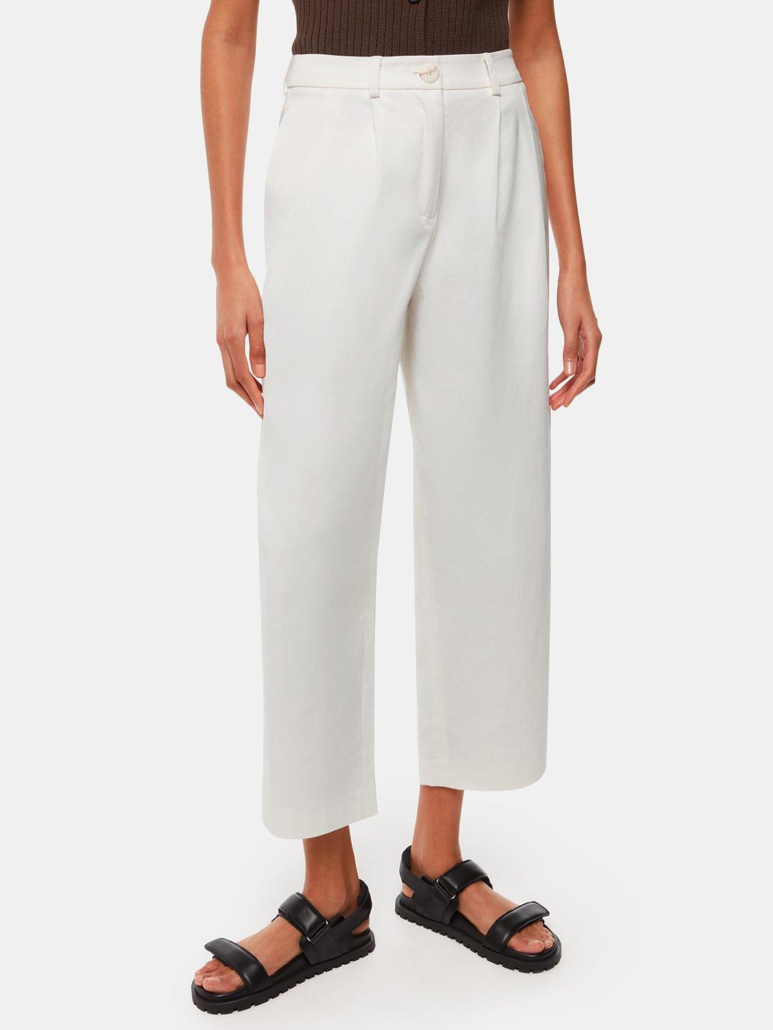 Product image 1 of 5, which shows Whistles Bethany Barrel Leg Trousers, White, 6