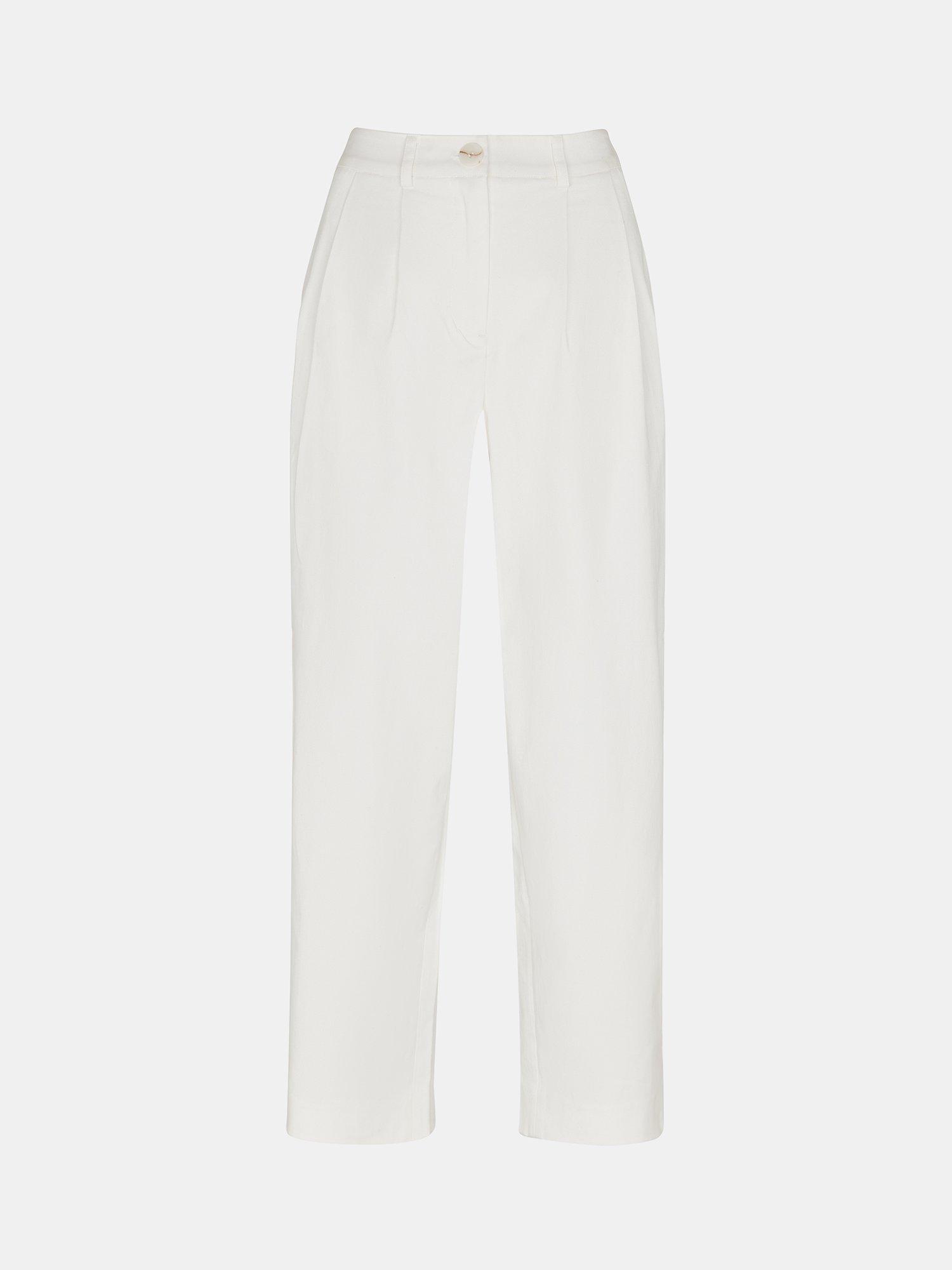 Product image 5 of 5, which shows Whistles Bethany Barrel Leg Trousers, White, 6