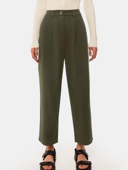 Whistles Bethany Barrel Leg Trousers, Khaki