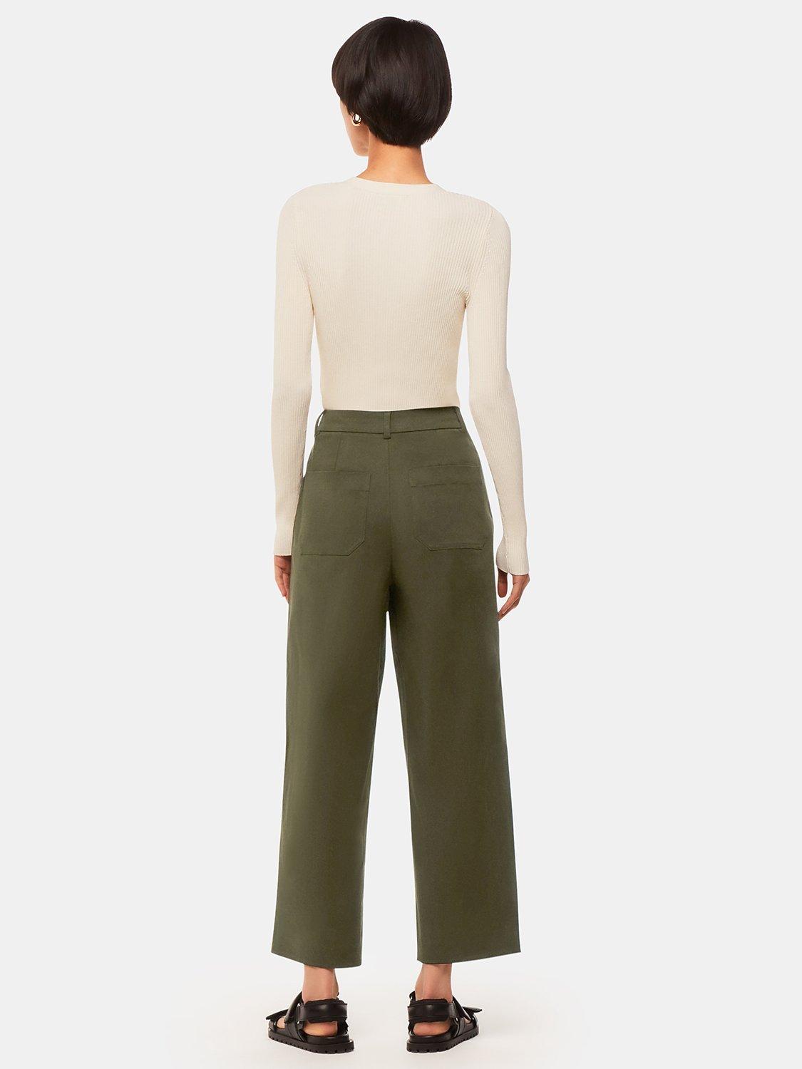 Product image 3 of 5, which shows Whistles Petite Bethany Barrel Leg Trousers, Khaki, 6