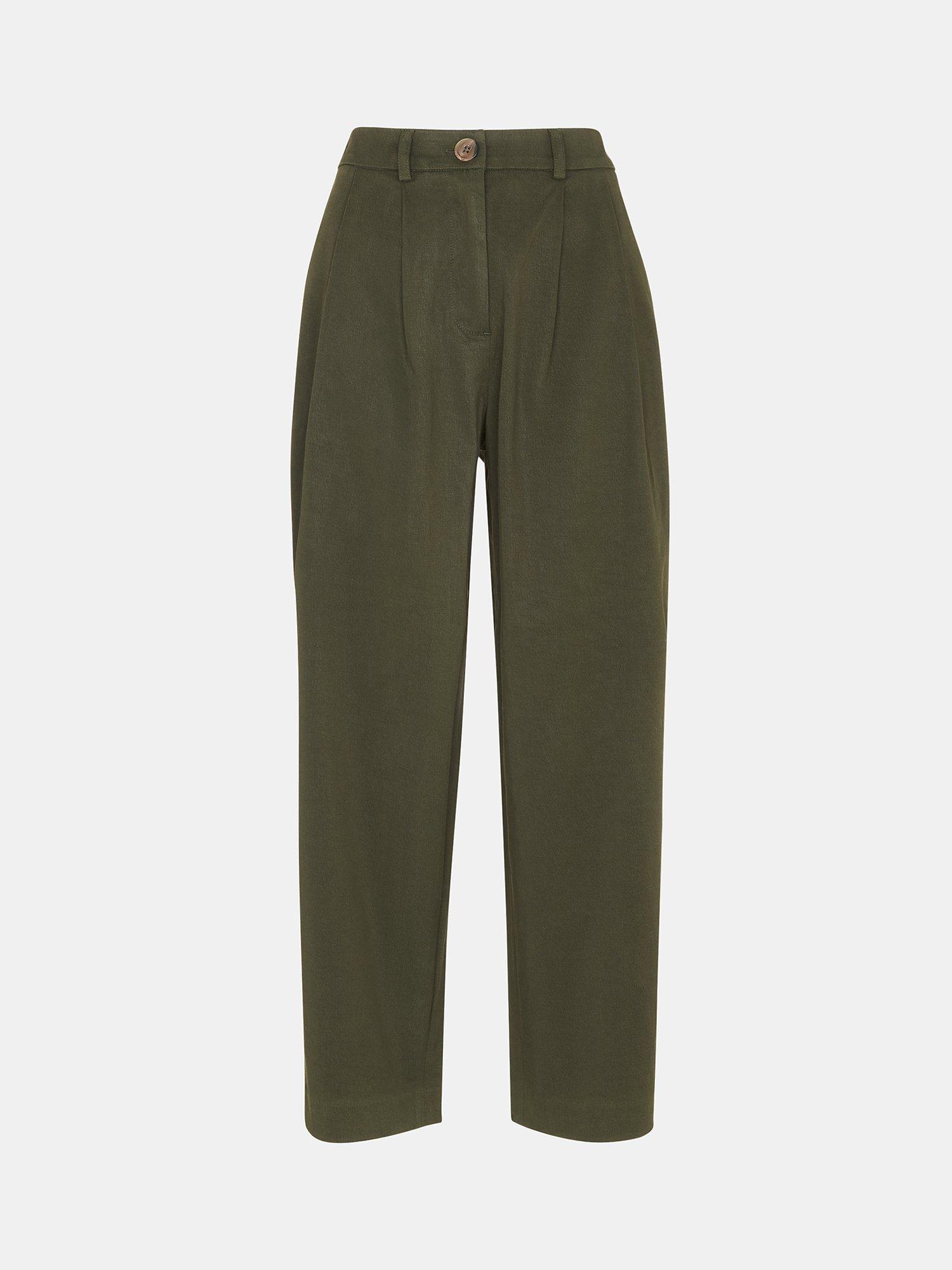 Product image 5 of 5, which shows Whistles Petite Bethany Barrel Leg Trousers, Khaki, 6