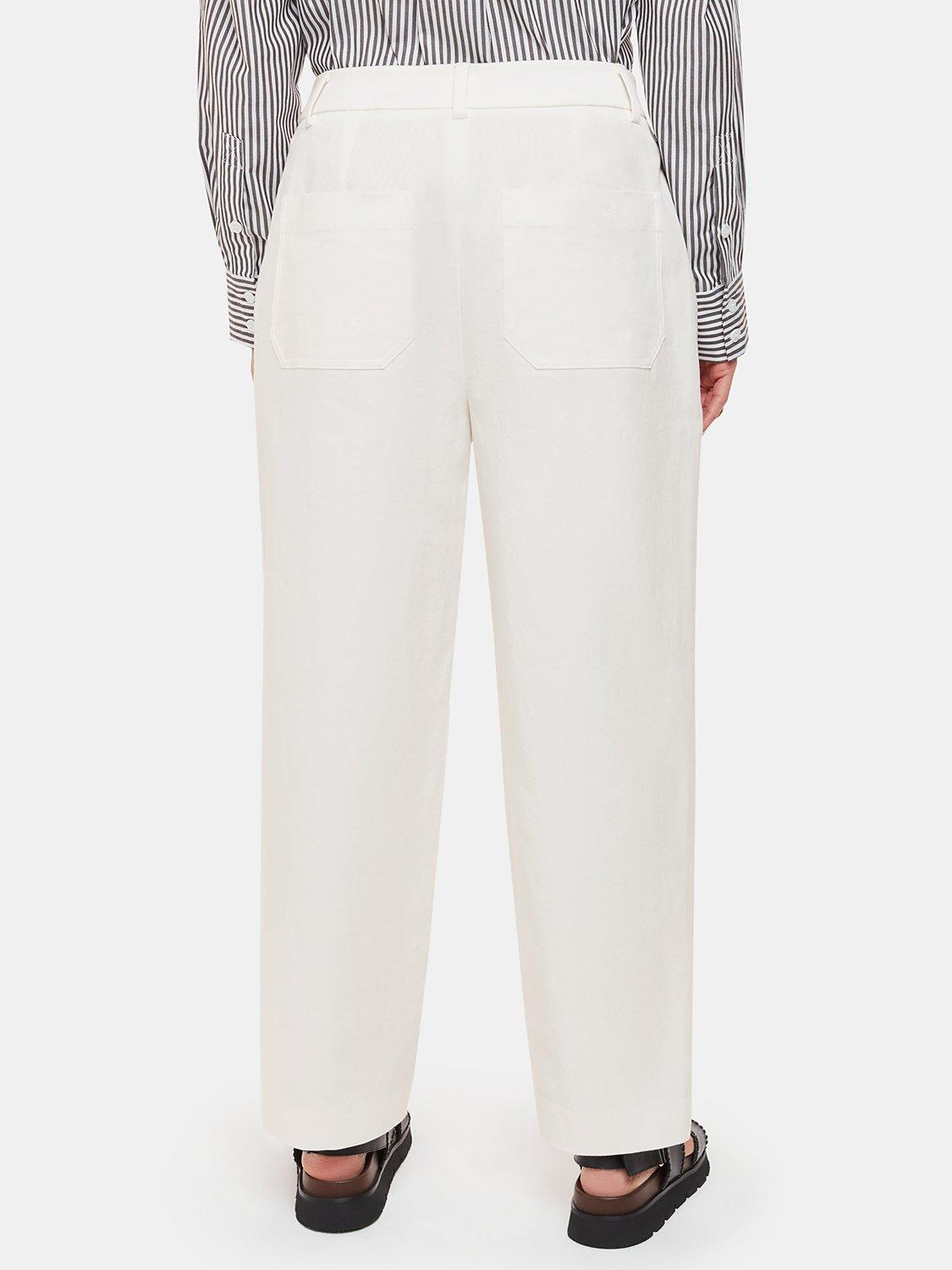 Product image 2 of 5, which shows Whistles Petite Bethany Barrel Leg Trousers, White, 8