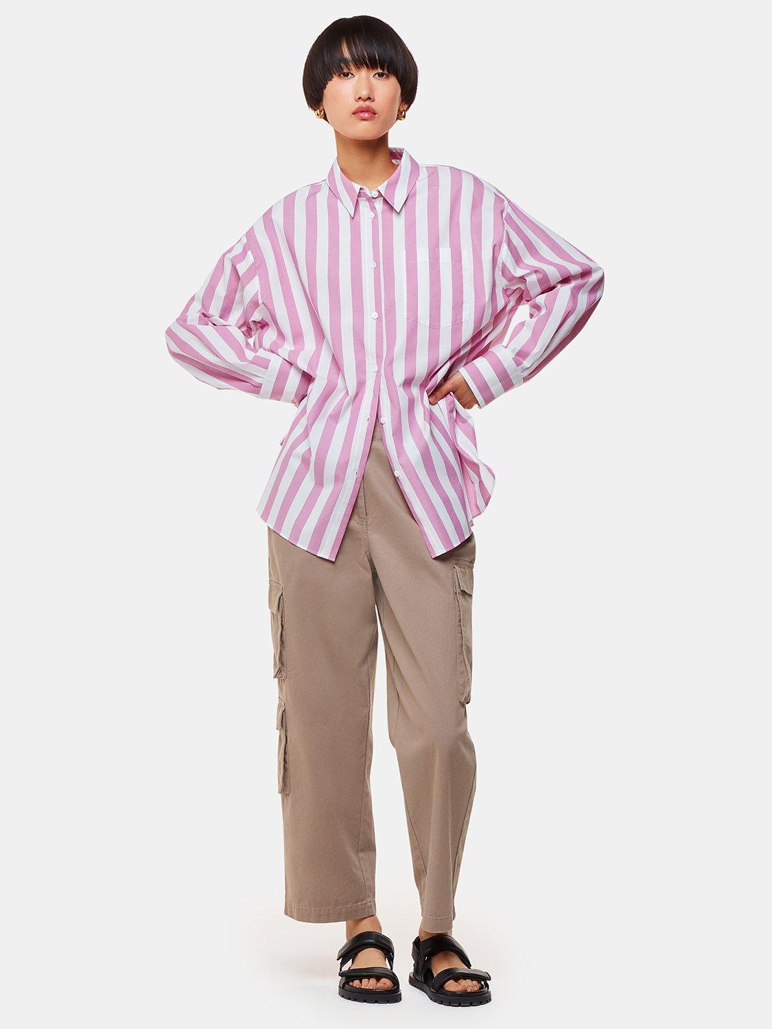 Product image 1 of 5, which shows Whistles Phoebe Casual Cotton Utility Trousers, Taupe, 8