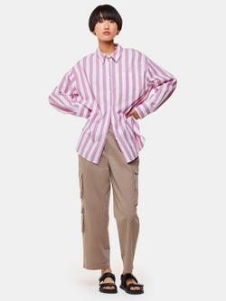 Whistles Phoebe Casual Cotton Utility Trousers, Taupe, Taupe