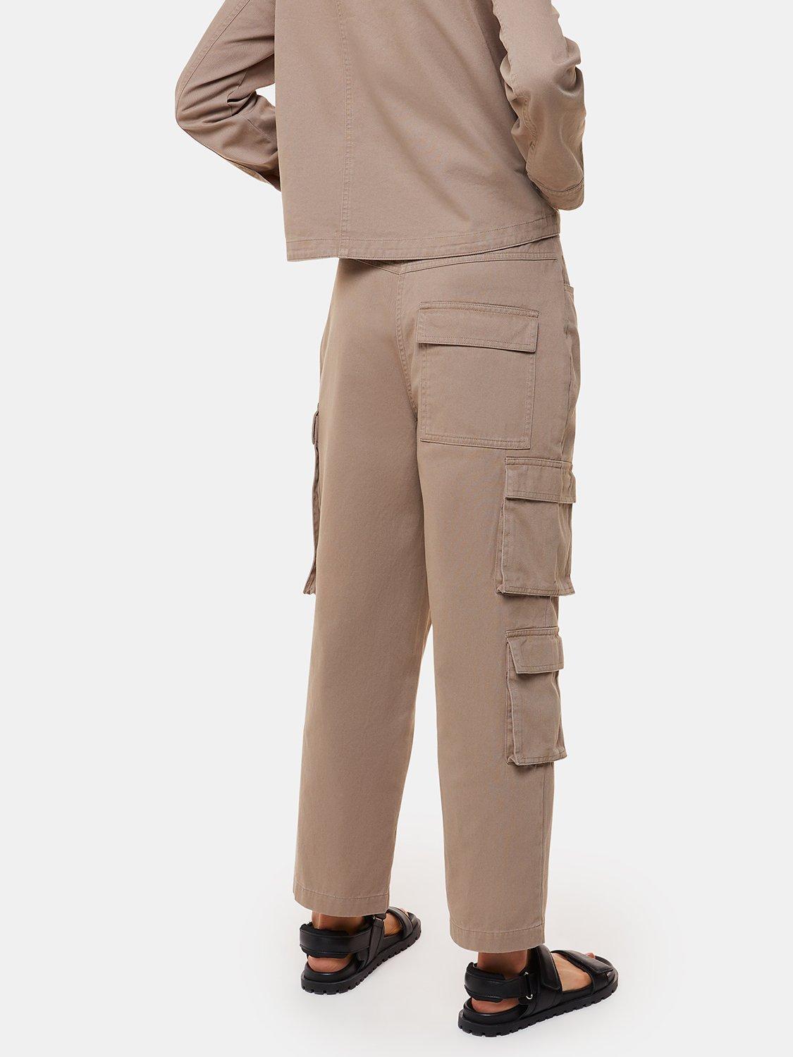 Product image 2 of 5, which shows Whistles Phoebe Casual Cotton Utility Trousers, Taupe, 8