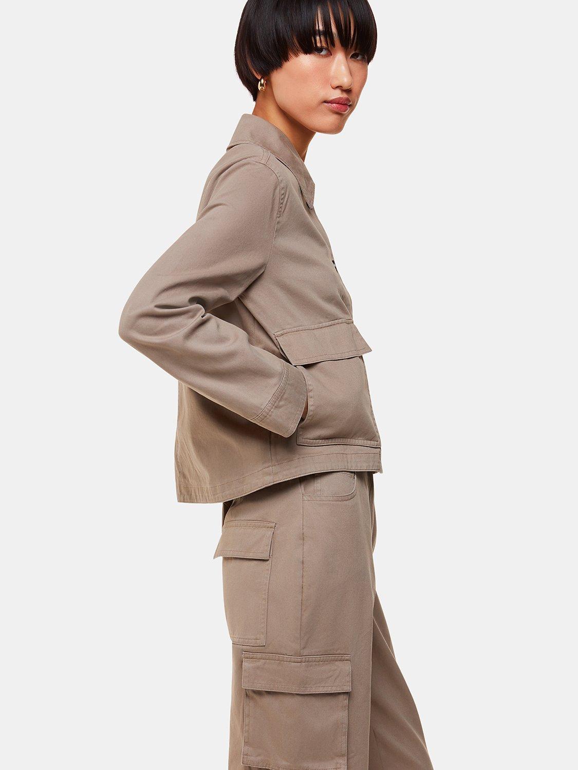 Product image 4 of 5, which shows Whistles Phoebe Casual Cotton Utility Trousers, Taupe, 8